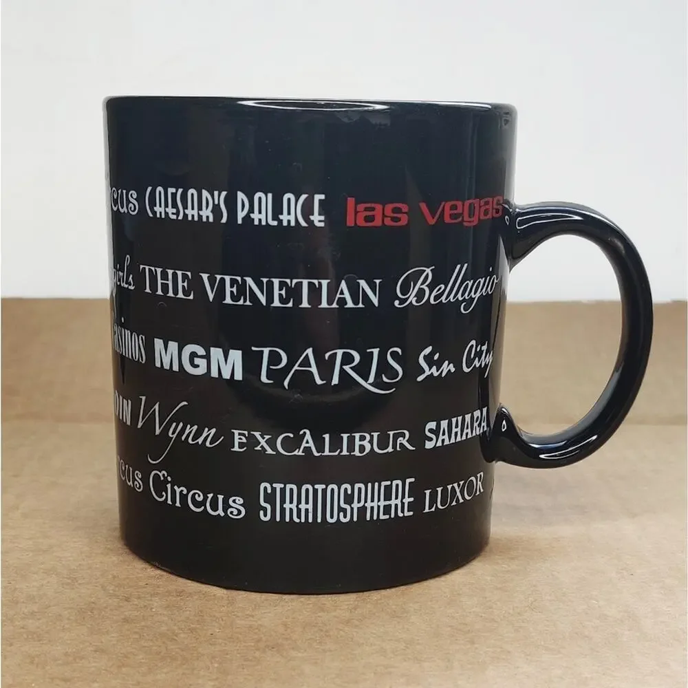 Las Vegas Sin City Casino Novelty Souvenir Black Ceramic Coffee Tea‎ Mug